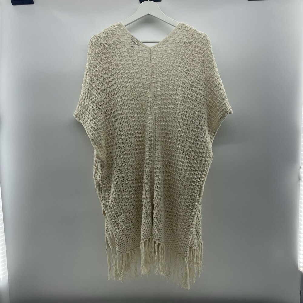 Torrid Sz 1X Cardigan Sweater Open Front Open Knit Fringe Oversized Boho Beige - Picture 3 of 10